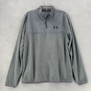 Under Armour 1/4Zip‎ Fleece Pullover Sweater Gray Pink Trim Womens LG